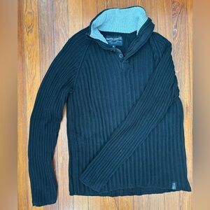 Nautica Black Ribbed Quarter-Zip Sweater